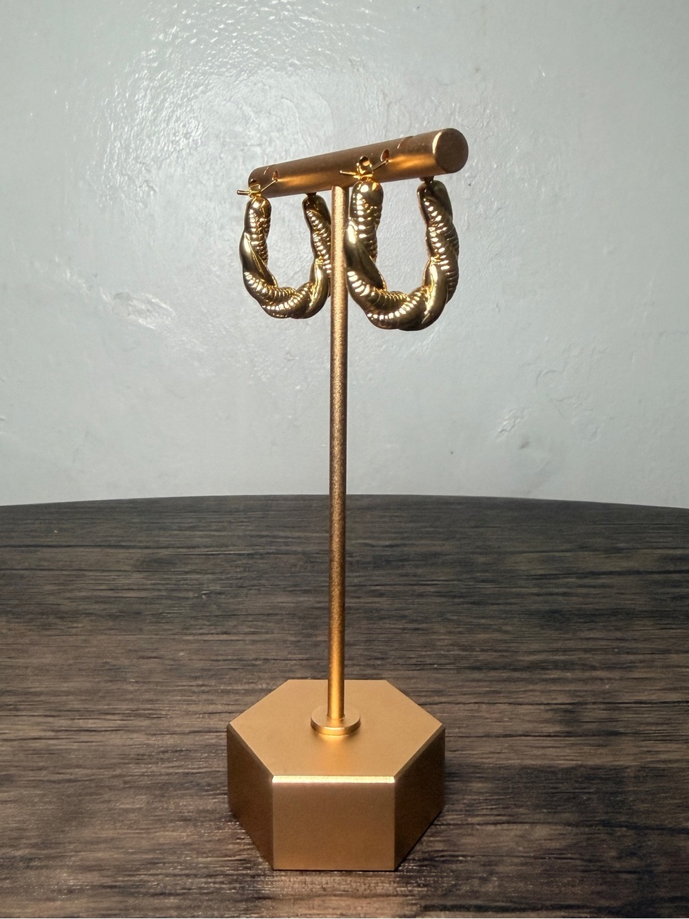 Gold Twisted Hoop Earrings
